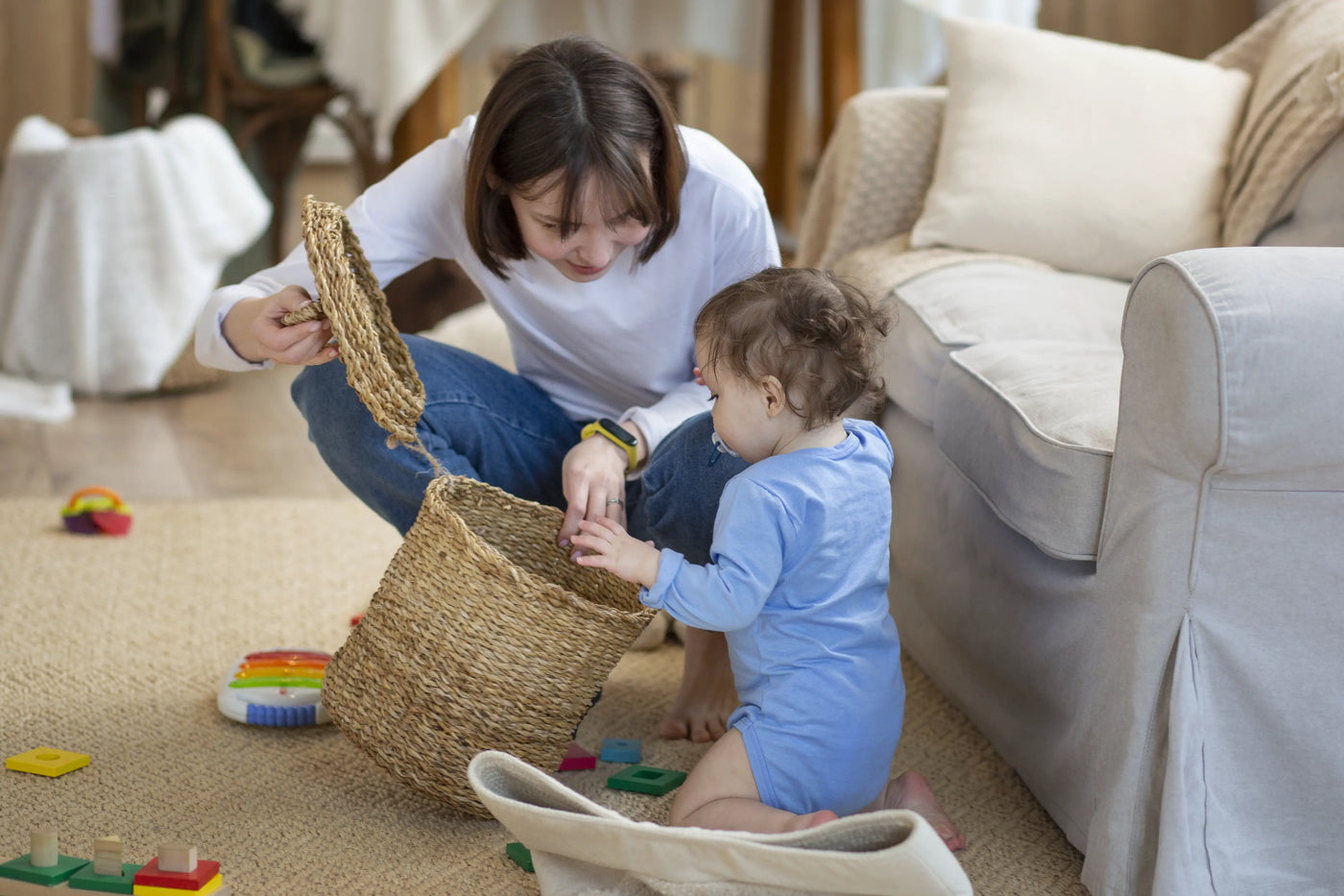 Montessori-at-home-mother-playing-with-baby