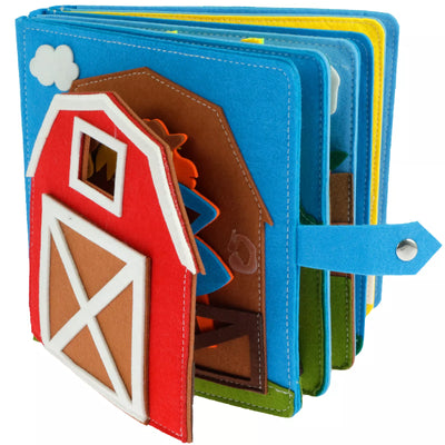 Side view of Pages of the Montessori Farm Animals Busy Board.